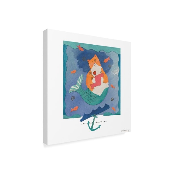 Whiskers Studio 'Orangecat Mermaid' Canvas Art,18x18